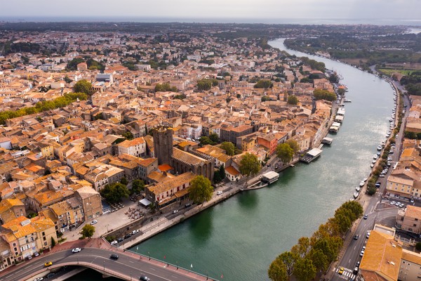 Vue depuis le drone de Français ville d’Agde